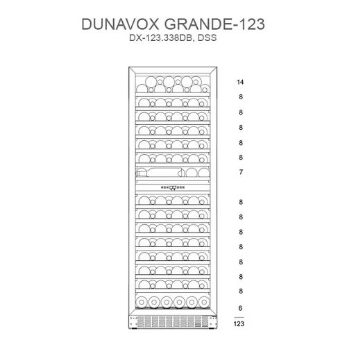 Винный шкаф на 123 бутылки DUNAVOX DX-123.338DSS стальной