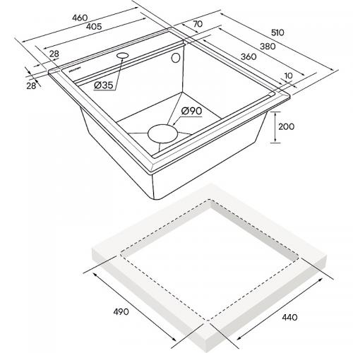 Кухонная мойка 46х51 см Paulmark Stepia 45 IT-GRANIT PM114651-AN антрацит