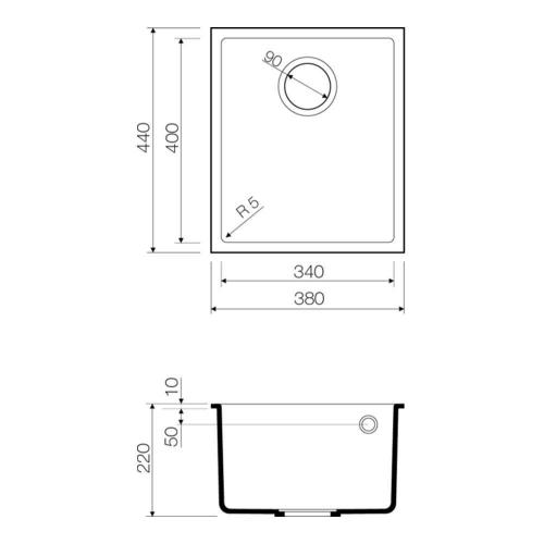 Кухонная мойка 38 см Omoikiri Solidity Bosen 38-U-SA бежевая - 2 фото