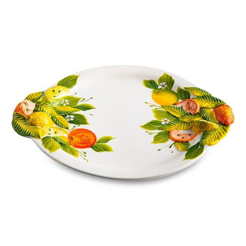 Тарелка обеденная 30 см Edelweiss Лимоны и апельсины белая
