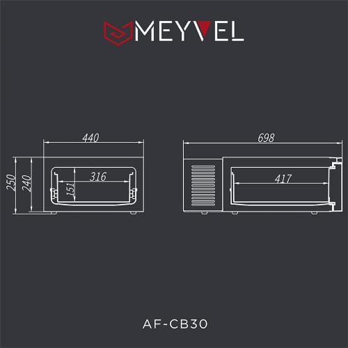 Встраиваемый автомобильный холодильник 44х69,8 см Meyvel AF-CB30 черный