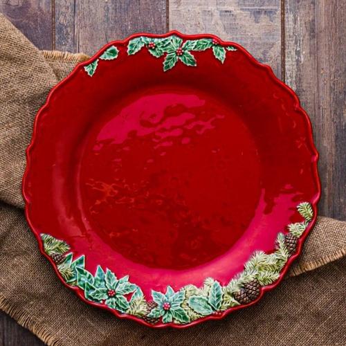 Тарелка закусочная 22х2,2 см Bordallo Pinheiro Christmas Garland красная