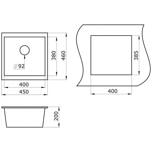 Кухонная мойка 44,5х46 см Paulmark Gera 50 IT-GRANIT PM104546-AN антрацит