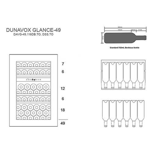 Встраиваемый винный шкаф на 49 бутылок Dunavox Glance DAVG-49.116DOP.TO черный