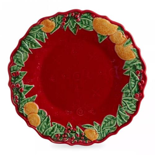 Тарелка закусочная 22х2,2 см Bordallo Pinheiro Christmas Garland красная