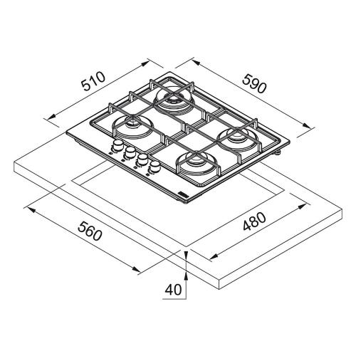 Газовая варочная панель 60х50 см Franke Smart FHSM 604 4G XS C стальная
