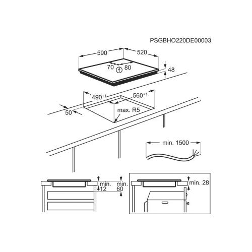 Индукционная варочная панель 59 см Electrolux CIR60430 черная - 7 фото