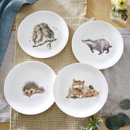 Набор закусочных тарелок Royal Worcester Забавная фауна белый 4 пр