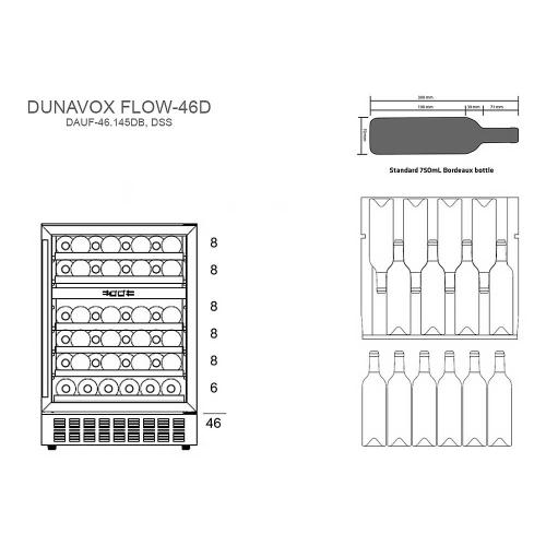 Встраиваемый винный шкаф на 46 бутылок Dunavox Flow DAUF-46.145DSS стальной