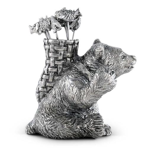 Набор шпажек с подставкой Медведь Vagabond House Woodland Creatures 7 пр оловянный