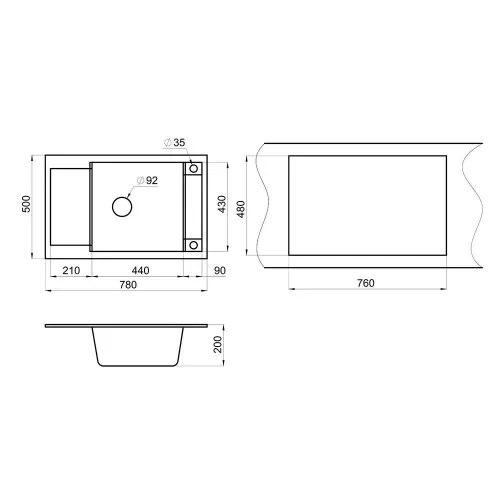 Кухонная мойка 50 см Granula 7806 чёрный - 3 фото