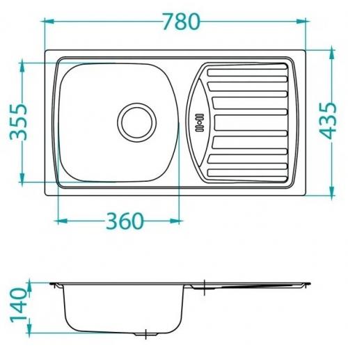 Кухонная мойка 76 см Alveus Basic неотполированная нержавеющая сталь
