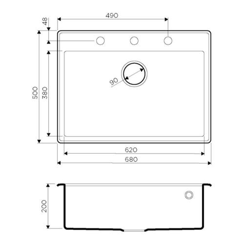 Кухонная мойка 68 см Omoikiri Solidity Tedori 68-BL черная