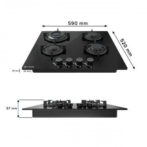 Газовая варочная панель 59 см Libhof Libhof IS-604B черная