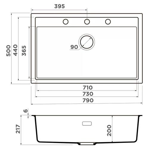 Кухонная мойка 71 см Omoikiri Sintesi 79-CN canyon