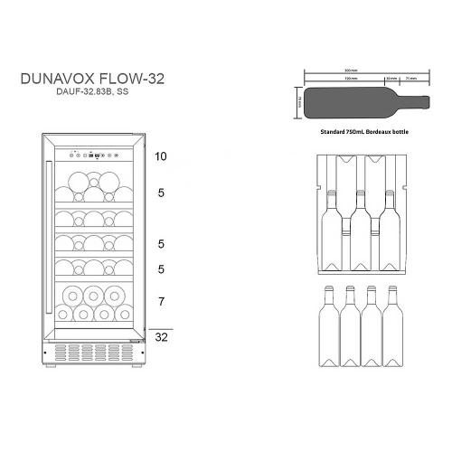 Встраиваемый винный шкаф на 32 бутылки Dunavox Flow DAUF-32.83B черный