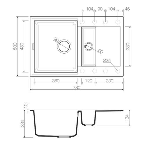 Кухонная мойка 78 см Omoikiri Solidity Sakaime 78-2-SA бежевая - 2 фото