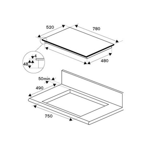 Индукционная варочная панель 78х52 см Bertazzoni P784IC1B2NEE черная