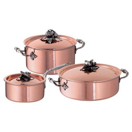 Набор посуды: сотейник 5,0 л, кастрюля 3,5 л, ковш 1,5 л медь, нержавеющая сталь Ruffoni Opus Cupra