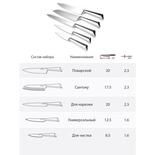 Набор кухонных ножей TalleR Лукас стальной 6 пр