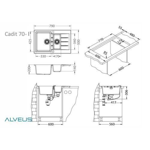 Кухонная мойка 79 см Alveus Cadit 70 Concrete - 2 фото