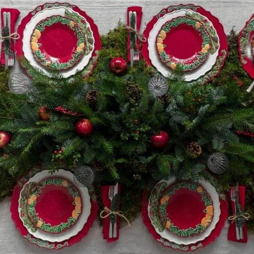 Тарелка закусочная 22х2,2 см Bordallo Pinheiro Christmas Garland красная