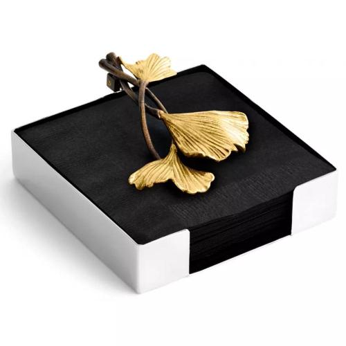 Салфетница 13,5х13,5х4 см Michael Aram New Leaves стальная