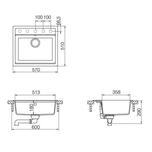Кухонная мойка 57 см Schock Cristadur Vero 60F аворио - 2 фото