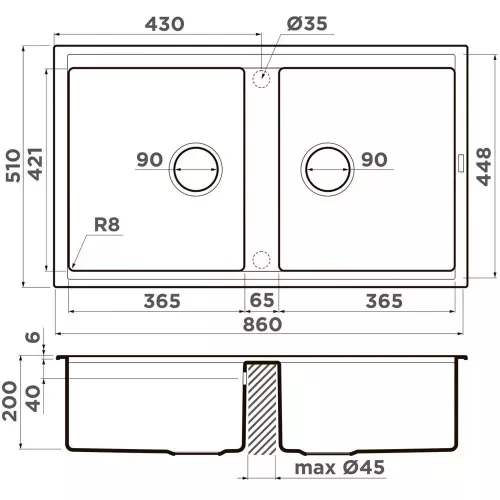 Кухонная мойка 86 см Omoikiri Kitagawa 86-2-WH белый - 2 фото