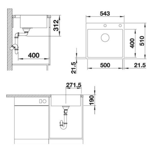 Кухонная мойка 54,3 см Blanco Subline 500-IF/A SteelFrame антрацит - 1 фото