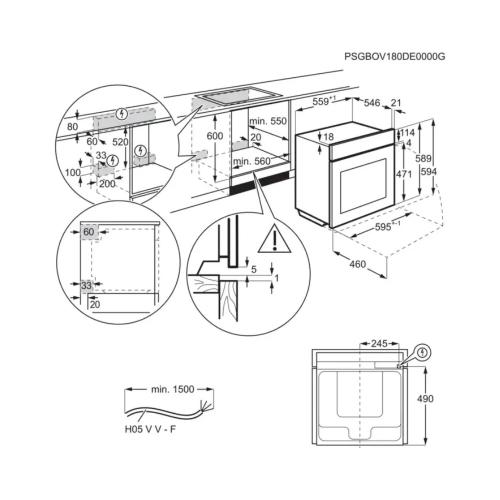 Электрический духовой шкаф 59,5 см Electrolux EOE7P31Z черный