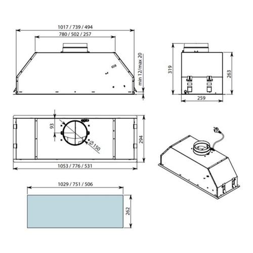 Встраиваемая вытяжка Falmec Design Gruppo Incasso Steel 70