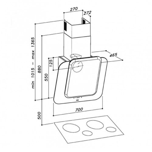 Настенная вытяжка 70 см Sirius SLTC 103 SQUARES черная