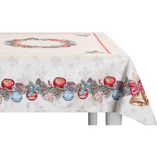 Скатерть 280х140 см Mix&Match Рождественский Венок бежевая