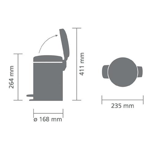 Мусорный бак с педалью 3 л Brabantia NewIcon стальной