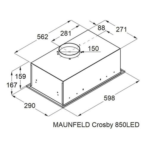 Встраиваемая вытяжка 60 см Maunfeld Crosby 850 LED стальная