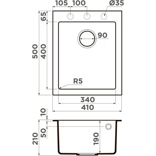 Кухонная мойка 34 см Omoikiri Bosen 41A-GR leningrad grey