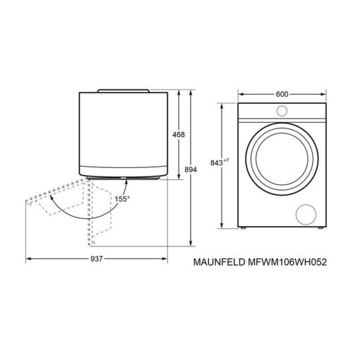 Стиральная машина 60 см на 6 кг Maunfeld MFWM106WH052 белая