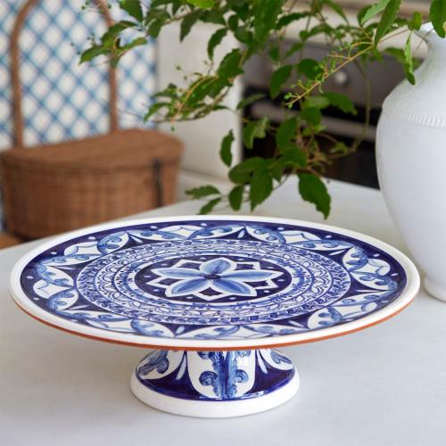 Блюдо на ножке 33,1 см Casafina by Costa Nova Alentejo Terracota blue-white