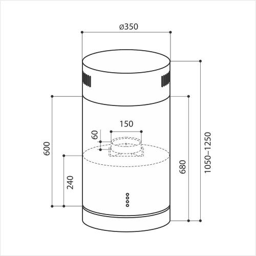 Островная вытяжка 35х125 см LEX Fullmetall TUBO ISOLA 350 стальная