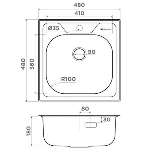 Кухонная мойка 48 см Omoikiri Saru 48-IN нержавеющая сталь