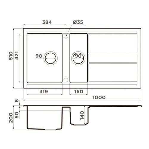 Кухонная мойка 100 см Omoikiri Solidity Kitagawa 100-2-GR leningrad grey - 4 фото