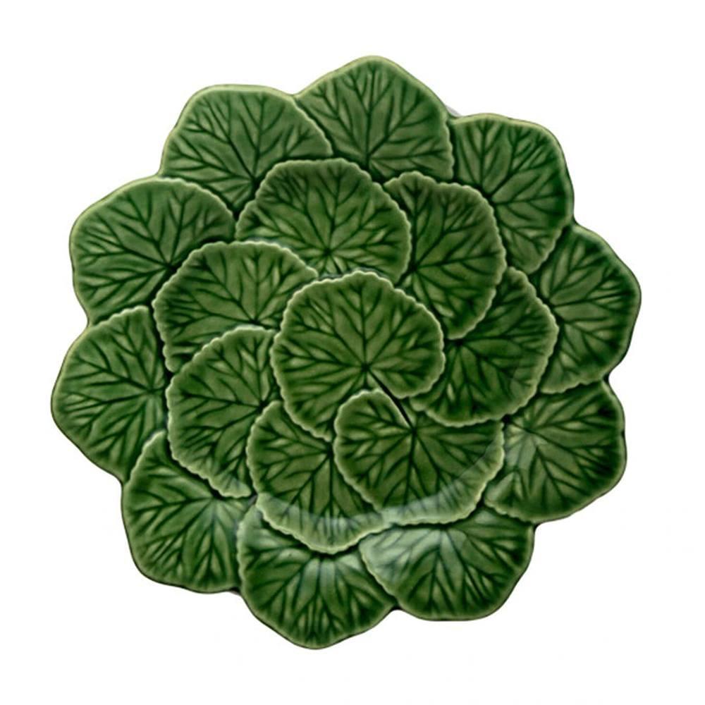 Тарелка закусочная 22 см Bordallo Pinheiro Geranium зеленая - 1 фото