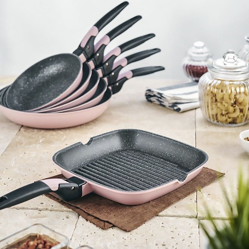 Сковорода с антипригарным покрытием 22 см Walmer Easy Click розовая - 7 фото