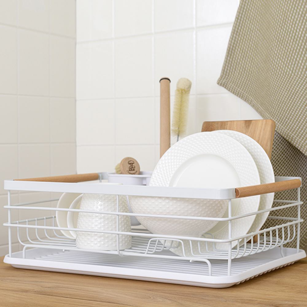 Сушилка для посуды 43x30,5 см Smart Solution Granli белая - 9 фото