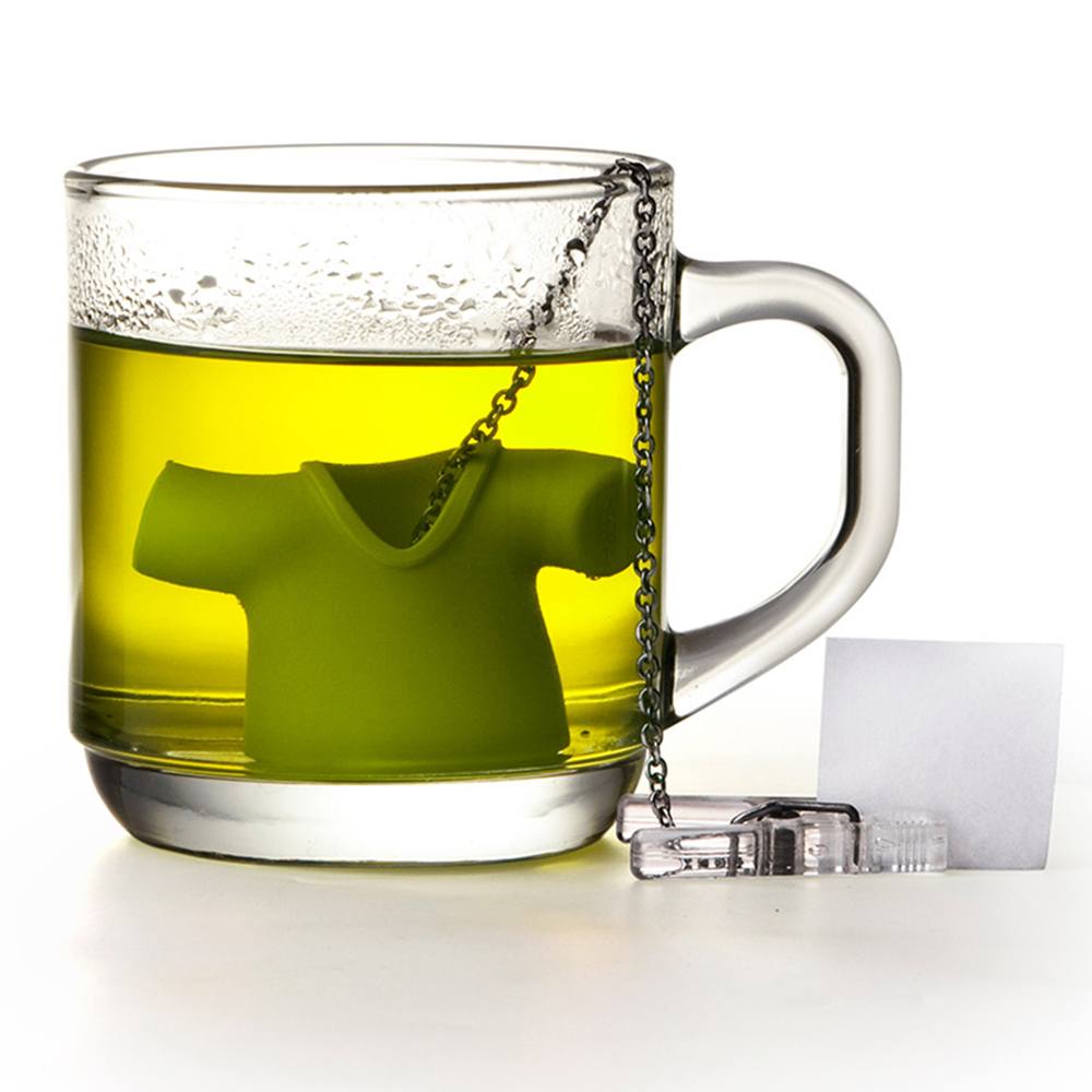 Заварочная емкость для чая 3,5х4х5,5 см Qualy Tea Shirt зеленая - 5 фото