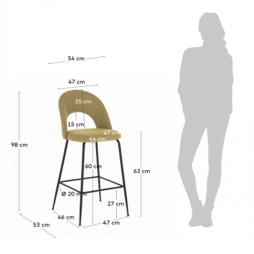 размеры барных и полубарных стульев