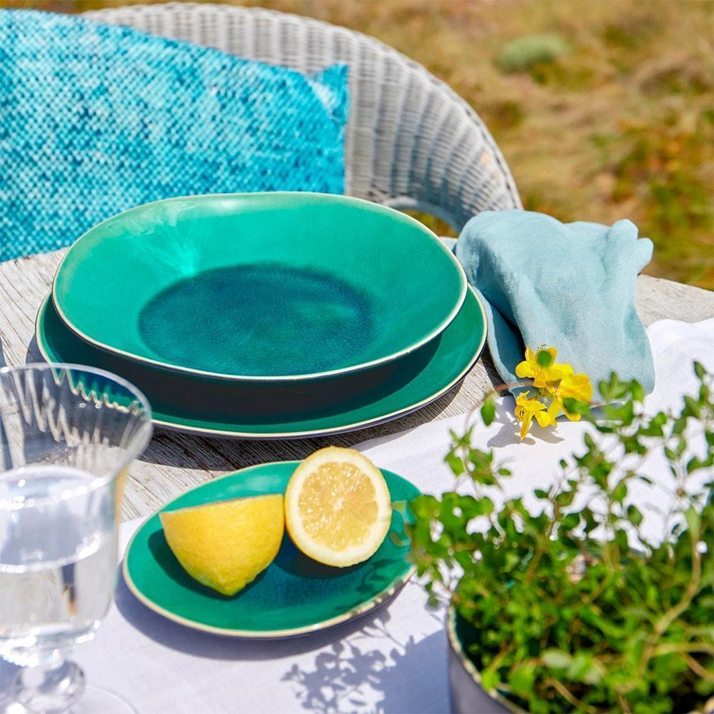 Тарелка салатная 21,6 см Costa Nova Riviera Azur голубая - 3 фото