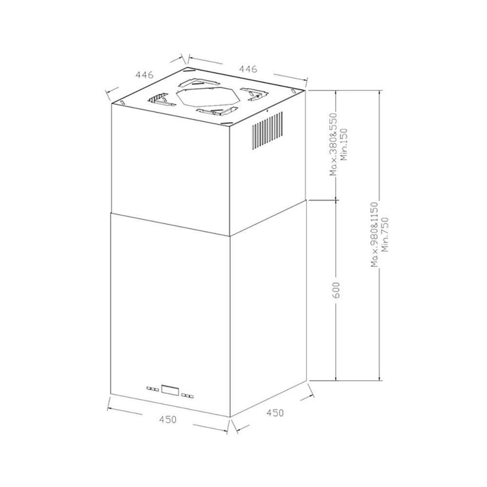 Островная вытяжка 45 см Korting KHA 45970 N Cube черная