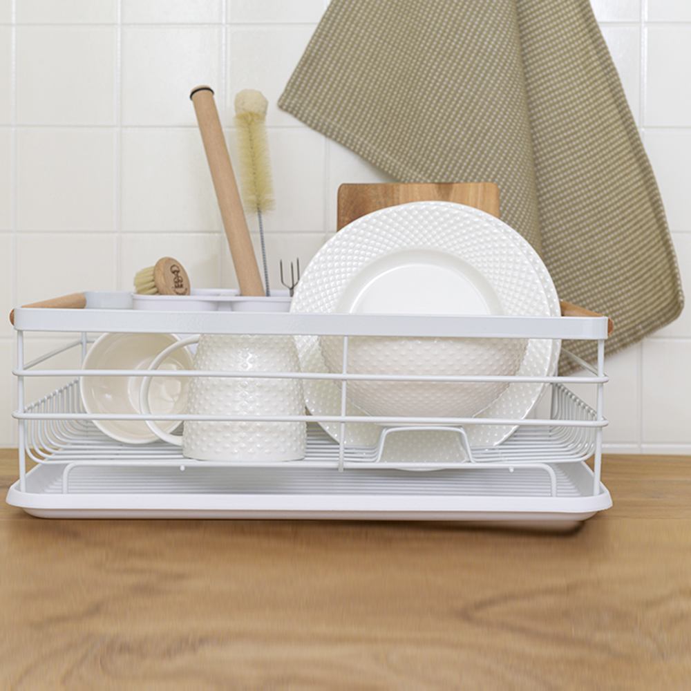 Сушилка для посуды 43x30,5 см Smart Solution Granli белая - 10 фото